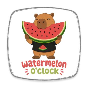 Watermelon O'Clock Cabybara - Square fridge magnet - white - Front