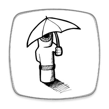 Nanowe with umbrella - Square fridge magnet - white - Front