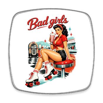 Pin-Up Girl Rétro : Bad Girls style diner années 50 - Magnet carré - blanc - Devant