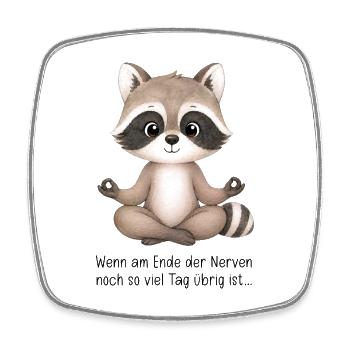 Lehrerhumor Waschbär Meditation Waschbärenklasse - Viereckiger Kühlschrankmagnet - Weiß - Vorne