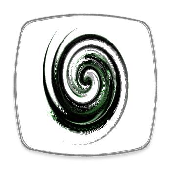 Green Spiral Swirl Neon Art - Square fridge magnet - white - Front