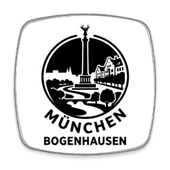 Bogenhausen München – Skyline & Friedensengel - Viereckiger Kühlschrankmagnet - Weiß - Vorne