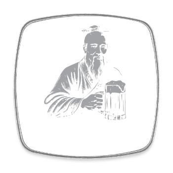 Confucius rit : Sad Joy Tee - Magnet carré - blanc - Devant