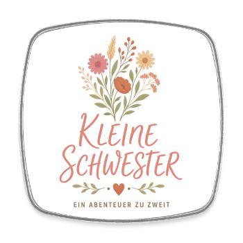 Kleine Schwester Blumen Design - Viereckiger Kühlschrankmagnet - Weiß - Vorne