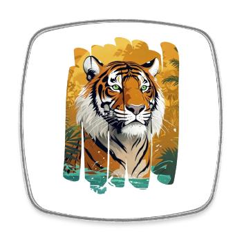Dschungel-Tiger Splitter Print - Viereckiger Kühlschrankmagnet - Weiß - Vorne