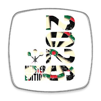 Darts Meister 2026, Kreisliga Shirt Dartboard - Viereckiger Kühlschrankmagnet - Weiß - Vorne