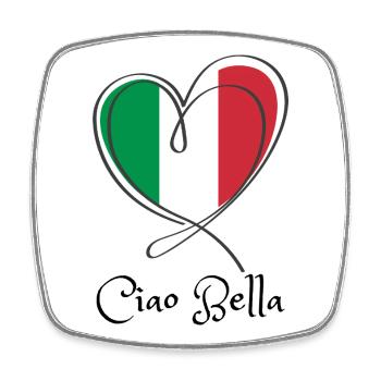 Italy Flag Heart Line Art - Square fridge magnet - white - Front
