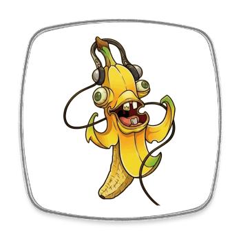 Mascotte Banana Beat - Magnet carré - blanc - Devant