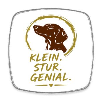 Klein. Stur. Genial. - Viereckiger Kühlschrankmagnet - Weiß - Vorne