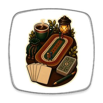 Cartes Cribbage Breadboard - Magnet carré - blanc - Devant