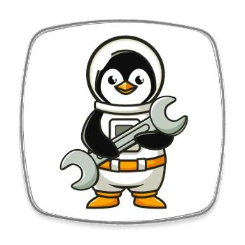 Astronaute Pingouin avec une clé à molette - Magnet carré - blanc - Devant