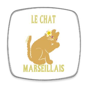 Le Chat Marseillais Floral - Magnet carré - blanc - Devant