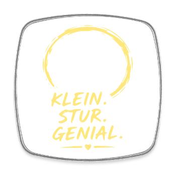 Klein. Stur. Genial. Hund-Logo - Viereckiger Kühlschrankmagnet - Weiß - Vorne