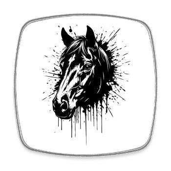 Wild Horse Ink - Tête de Cheval Splash Art - Magnet carré - blanc - Devant