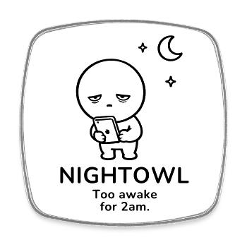 Nightowl – Too Awake | Late Night Mood - Square fridge magnet - white - Front