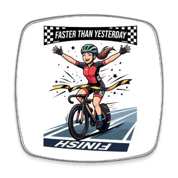 Faster Than Yesterday Anime Track Cyclist - Square fridge magnet - white - Front