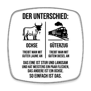 Ochse Güterzug - Viereckiger Kühlschrankmagnet - Weiß - Vorne