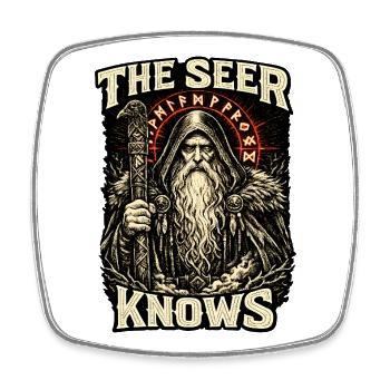 The Seer Knows - Square fridge magnet - white - Front
