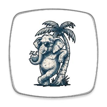 Cool Elefant Eis - Viereckiger Kühlschrankmagnet - Weiß - Vorne