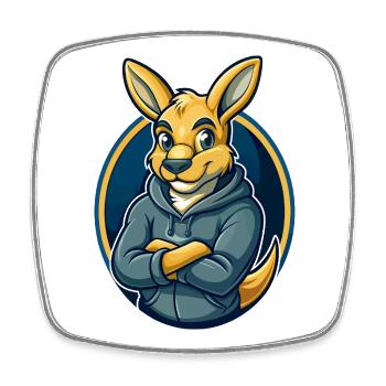 Kangaroo Kawaii mascotte dessin animé Clipart Logo Badge - Magnet carré - blanc - Devant