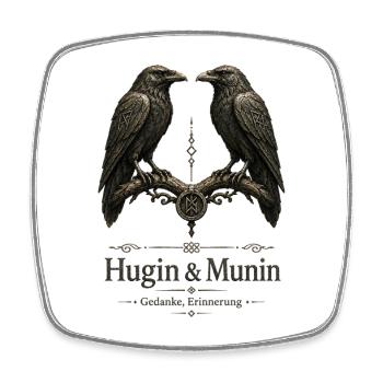 Hugin & Munin: Gedanken Erinnerung - Viereckiger Kühlschrankmagnet - Weiß - Vorne
