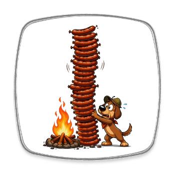 Pile de saucisses au feu de camp - Magnet carré - blanc - Devant