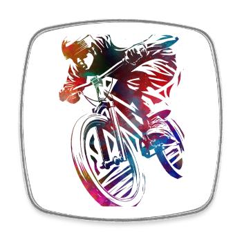 Un vélo coloré dans l’abstraction - Magnet carré - blanc - Devant