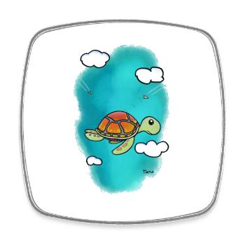Tortue volante dans le ciel - Magnet carré - blanc - Devant