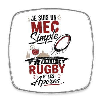 Rugby Et Apéro Cadeau Homme Humour Rugby - Magnet carré - blanc - Devant