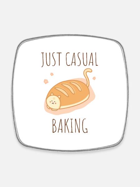 Kotek - just casual baking - Square fridge magnet - white