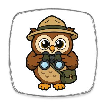Adventurous owl explorers - Square fridge magnet - white - Front