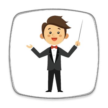 Music Conductor - Square fridge magnet - white - Front