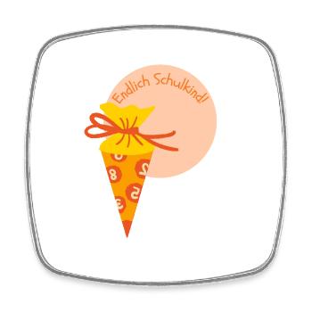 Endlich Schulkind Schultüte Geschenk - Viereckiger Kühlschrankmagnet - Weiß - Vorne