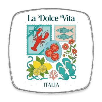 La Dolce Vita Küstenzauber - Viereckiger Kühlschrankmagnet - Weiß - Vorne