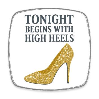 Glitzer High Heels – Tonight begins with... - Viereckiger Kühlschrankmagnet - Weiß - Vorne