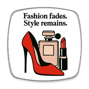 Fashion fades. Style remains. - Elegant High Heel - Square fridge magnet - white - Front