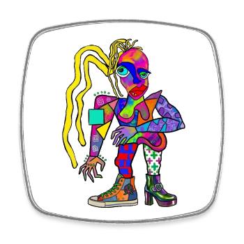Vibrant Cubism Portrait Street Style - Square fridge magnet - white - Front