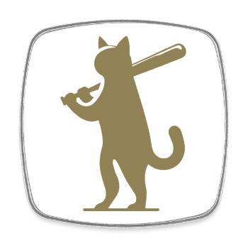 Minimalist Cat Baseball Player Silhouette - Square fridge magnet - white - Front
