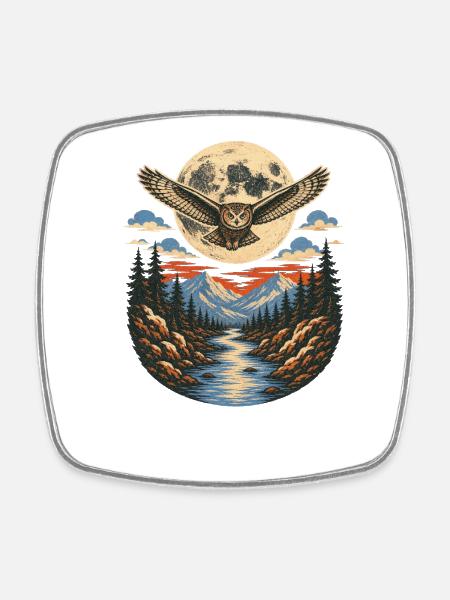Night owl - Square fridge magnet - white