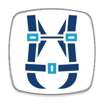 Safety Harness Solid Icon Fall Protection PPE Gear - Magnet carré - blanc - Devant