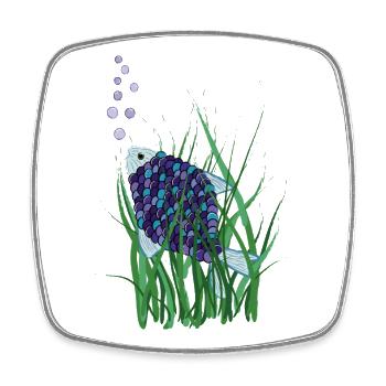 Poisson abstrait dans la conception sous-marine des herbiers marins - Magnet carré - blanc - Devant