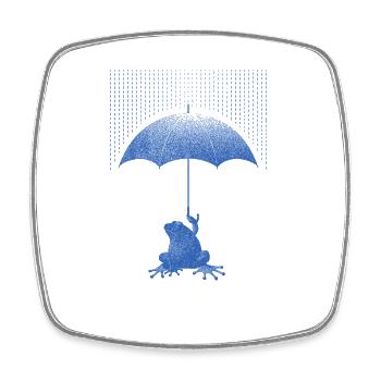 Frog with umbrella in the rain - Square fridge magnet - white - Front
