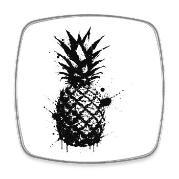 Schwarze Ananas Abstrakte Tinte - Viereckiger Kühlschrankmagnet - Weiß - Vorne