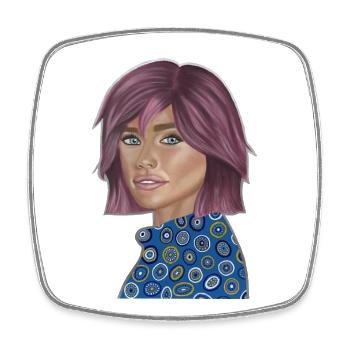 Pop Fashion Violett Porträt - Viereckiger Kühlschrankmagnet - Weiß - Vorne