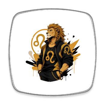 Lion Homme – Cadeau Astrologie - Magnet carré - blanc - Devant