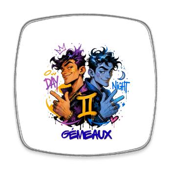 Gémeaux Homme – Cadeau Astrologie - Magnet carré - blanc - Devant