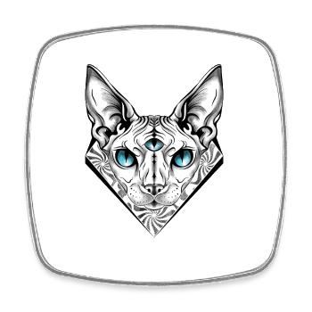 Blaue dreiäugige Sphinx - Viereckiger Kühlschrankmagnet - Weiß - Vorne