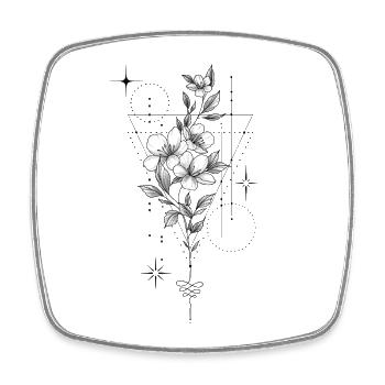 Weiße Blumen auf schwarzem Hintergrund - Viereckiger Kühlschrankmagnet - Weiß - Vorne