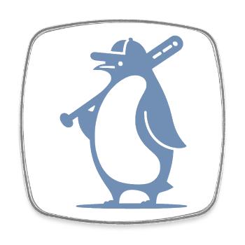 Pinguin Baseballspieler Silhouette - Viereckiger Kühlschrankmagnet - Weiß - Vorne