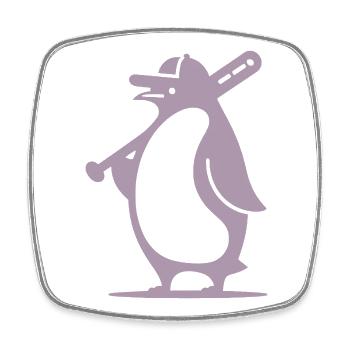 Pinguin Baseballspieler Silhouette - Viereckiger Kühlschrankmagnet - Weiß - Vorne